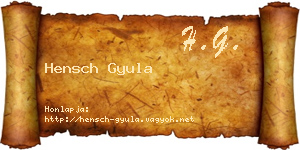 Hensch Gyula névjegykártya